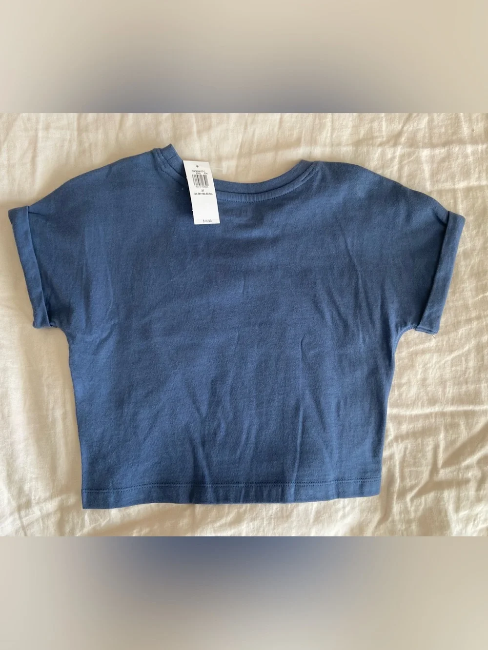 NWT Kids Blue 'Bonjour' Flower Graphic Tee (Size 2T)